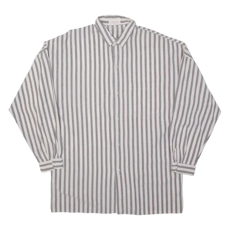 Espirit Mens Shirt Grey Striped Long Sleeve 2Xl 1