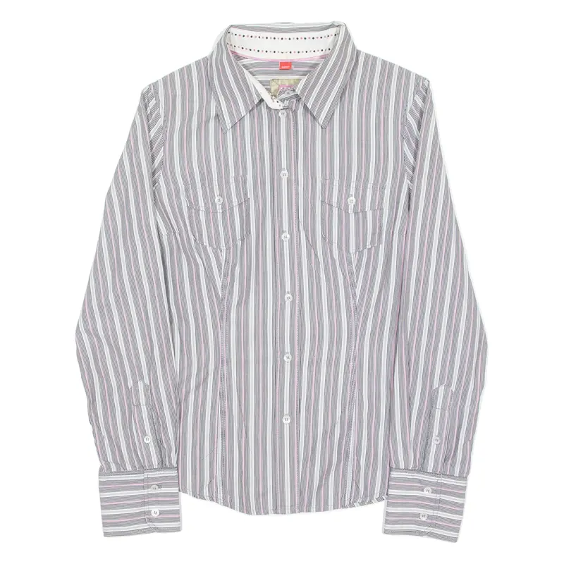 Espirit Womens Shirt White Striped Long Sleeve Xs 1