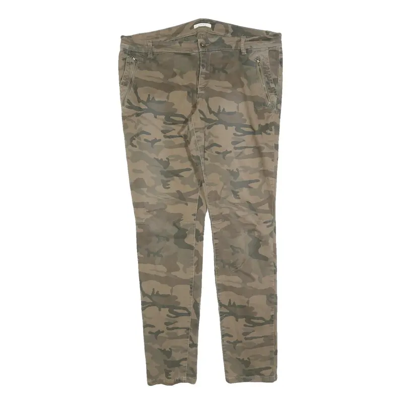 Esprit Mens Slim Cotton Blend Green Camouflage Trousers W38 L32 Zip Pockets 1