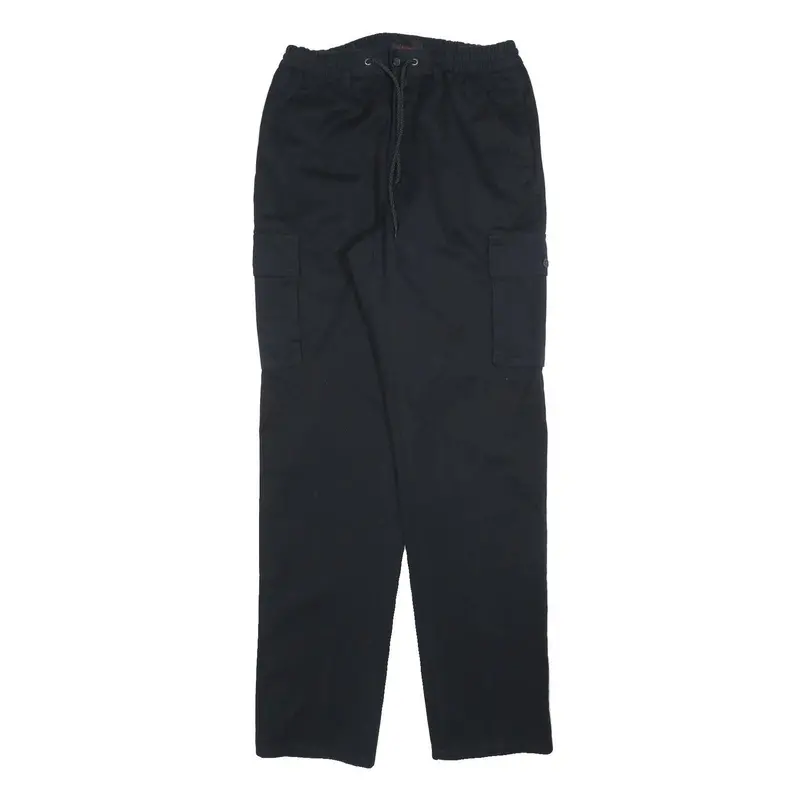 European Project Mens Cotton Blend Black Regular Straight Trousers W30 L34 Cargo 1