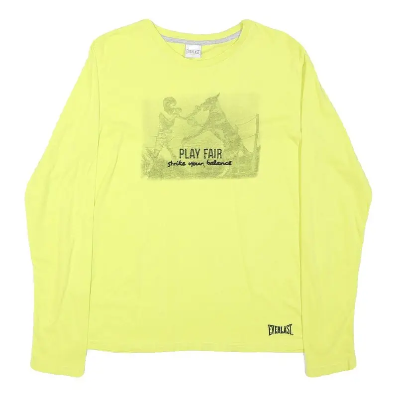 Everlast Womens Yellow Graphic T-Shirt M Long Sleeve Crew Neck Cotton Blend 1
