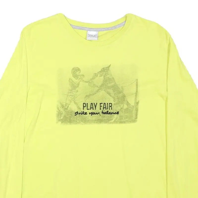 Everlast Womens Yellow Graphic T-Shirt M Long Sleeve Crew Neck Cotton Blend 2