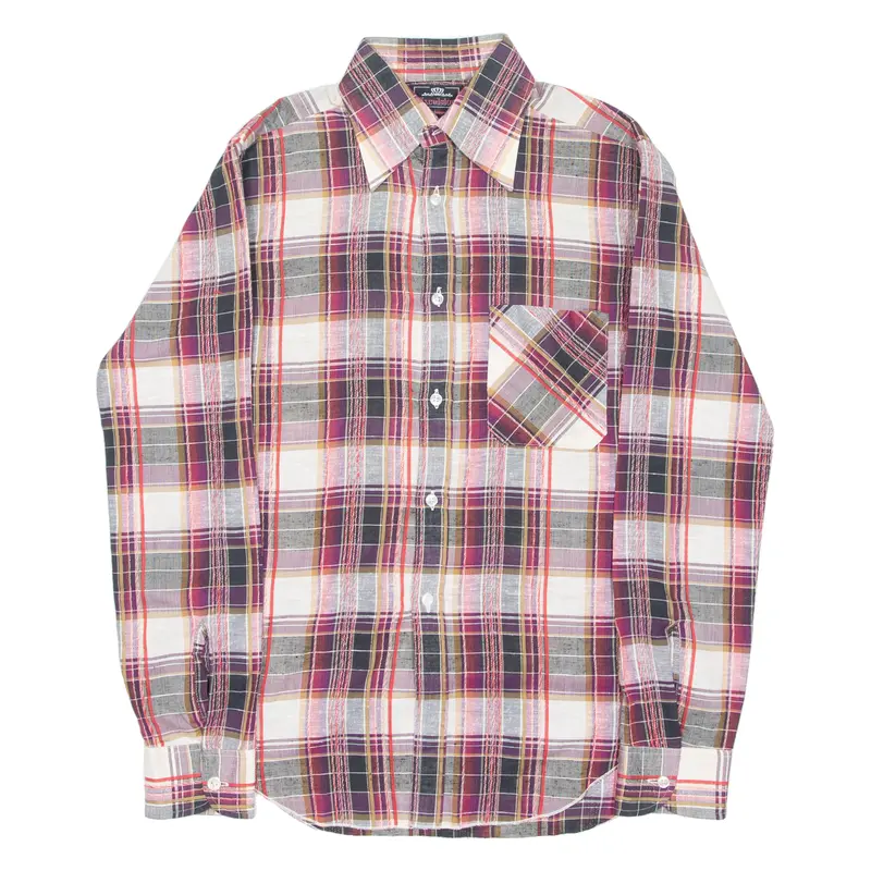 Excelsior Mens Shirt Purple Check Long Sleeve S 1