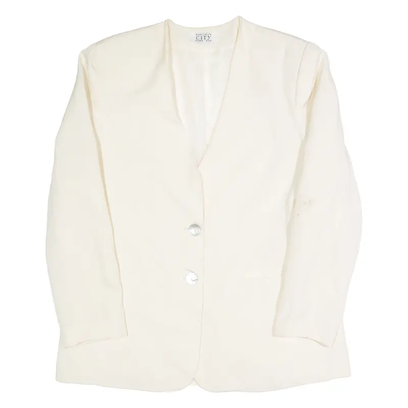 Exclusive City Womens Blazer Jacket Beige Silk M 1