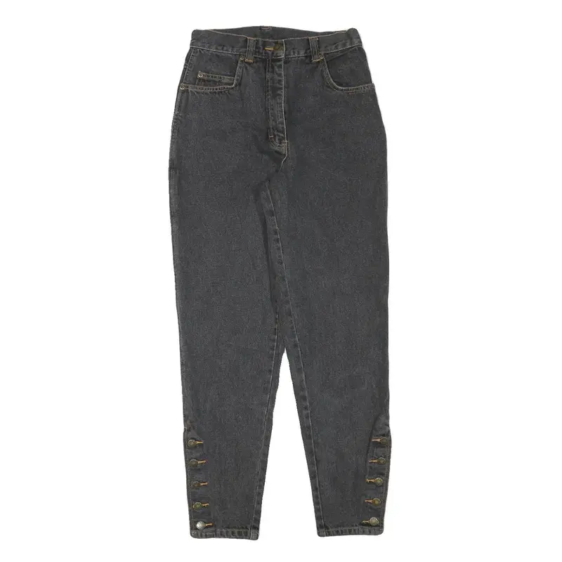 Explorer Womens Relaxed Black Denim Jeans Stone Wash W26 L29 Button Detail 1
