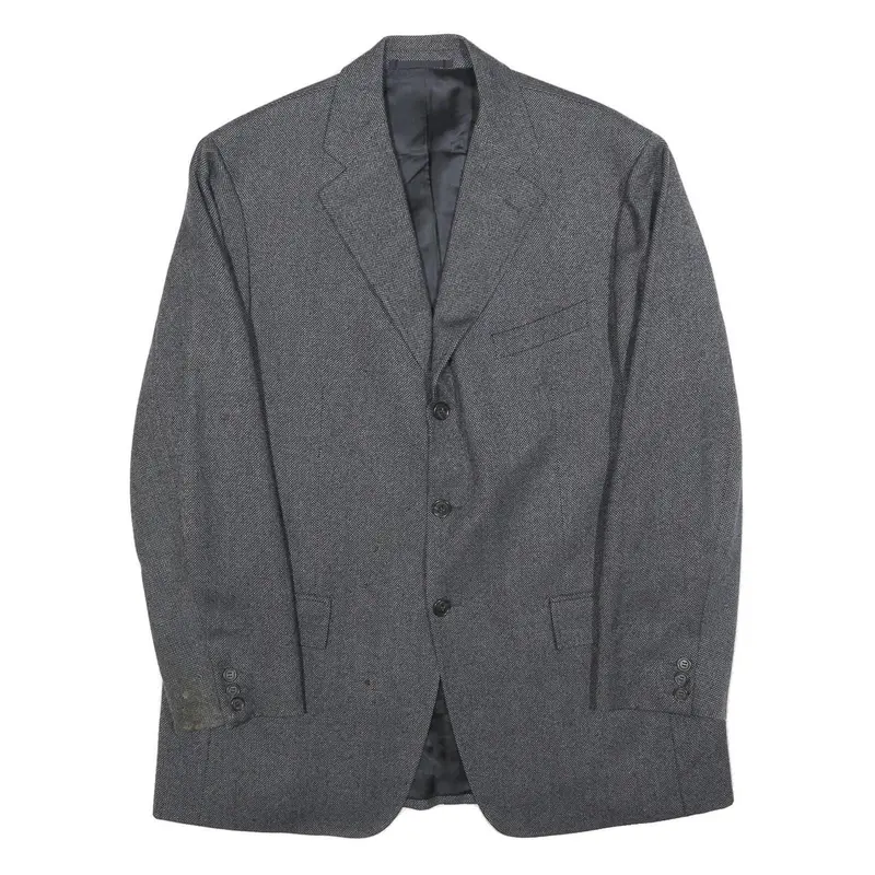 Faconnable Mens Grey Wool Blend Coach Jacket M Button Closure Tailored Plain 1