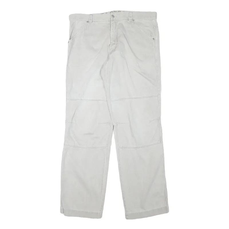Factory Mens Relaxed Light Grey Cotton Blend Trousers W37 L33 Casual Zip Closure 1