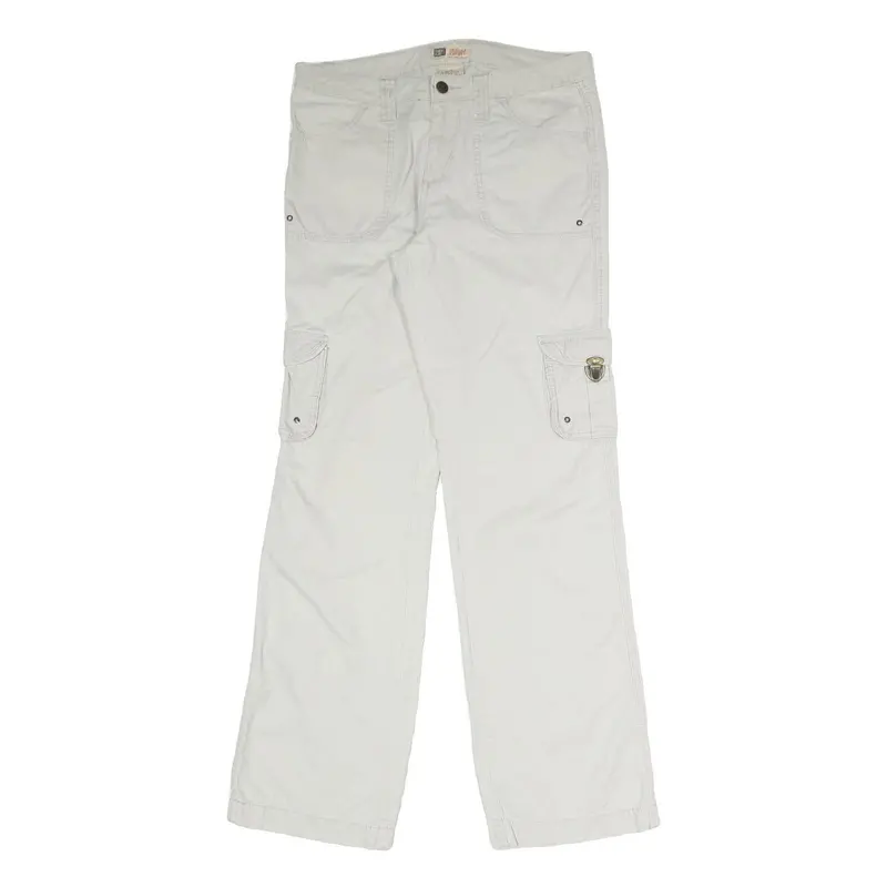 Faded Glory Womens Cotton Blend White Regular Fit Straight Leg Trousers W31 L32 1