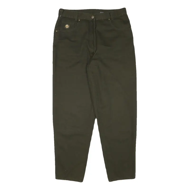 Fadeout Womens Cotton Blend Dark Green Relaxed Straight Trousers W32 L28 Casual 1