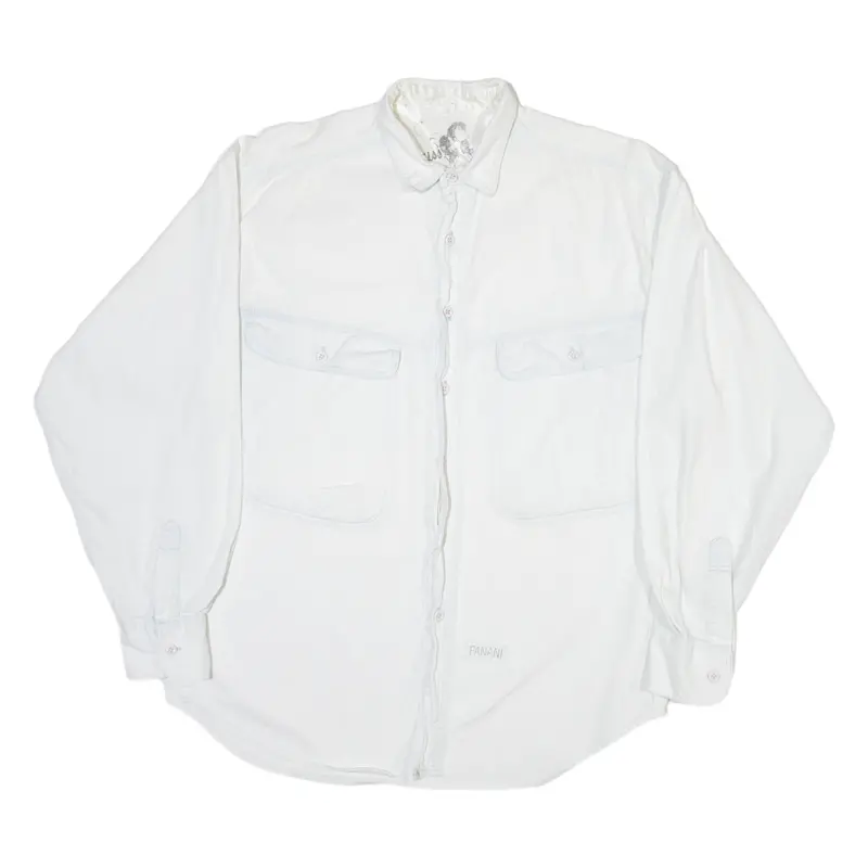 Fanani Mens Plain Shirt White Long Sleeve S 1