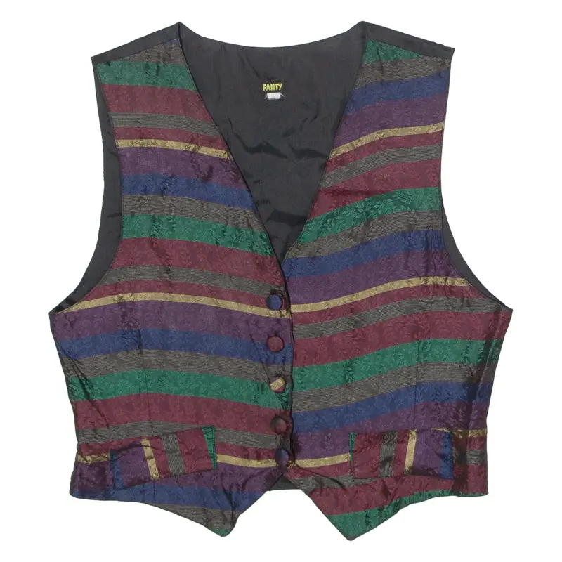 Fanty Womens Blazer Waistcoat Purple Viscose 80S Striped M 1