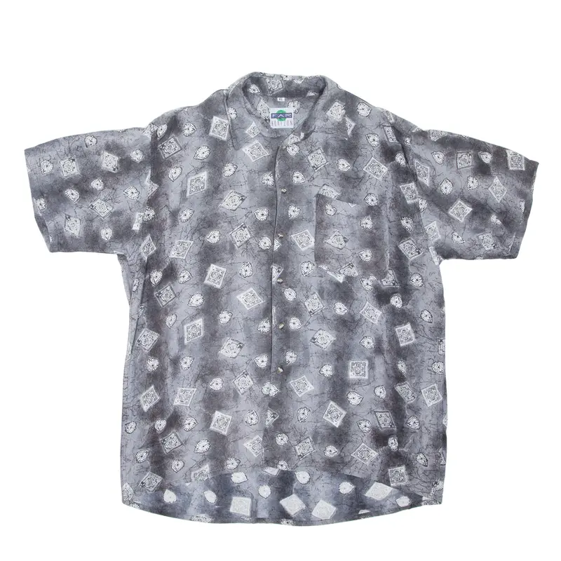 Far Horizon Mens Shirt Grey Viscose Crazy Pattern Xl 1