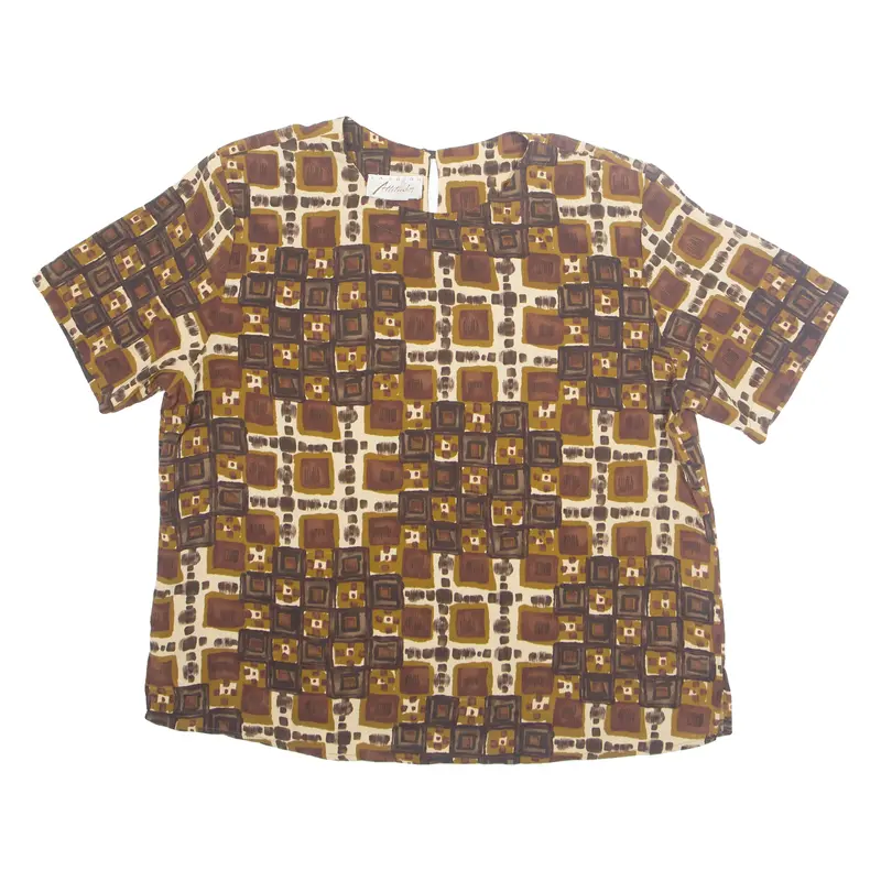 Fashion Attitudes Womens Printed Top Brown Crazy Pattern M 1