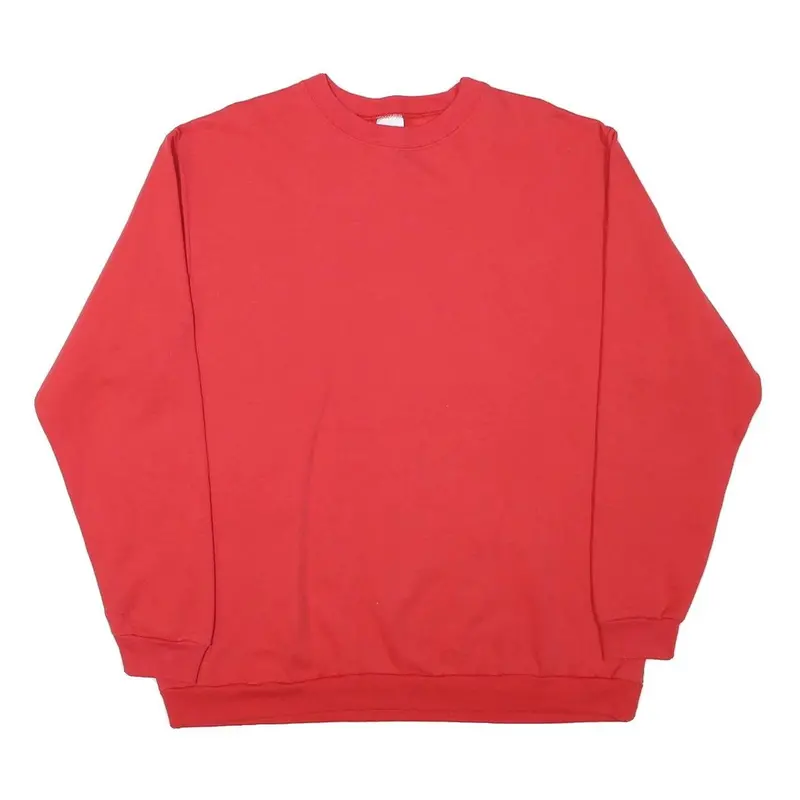 Fashion Gear Mens Red Crew Neck Xl Plain Cotton Blend Sweatshirt Pullover Casual 1