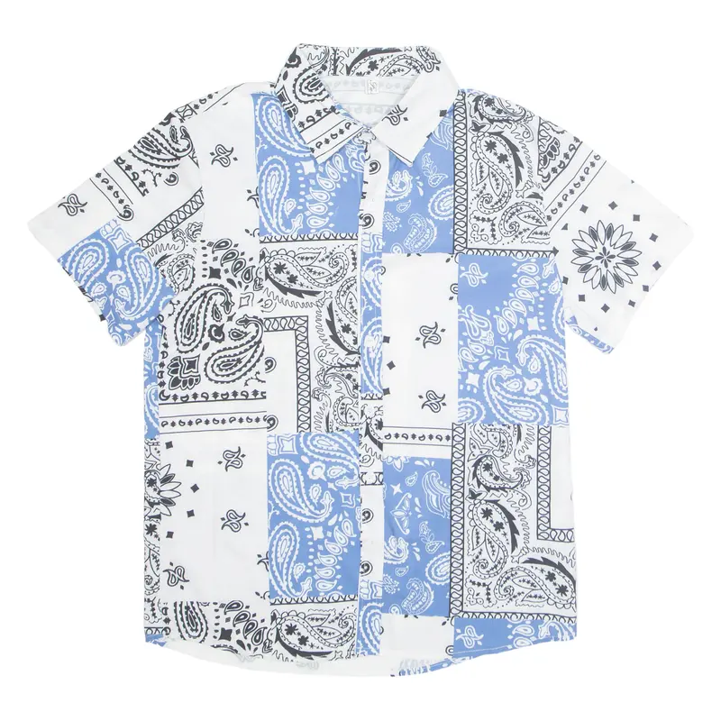 Fashion Mens Shirt Blue Paisley S 1