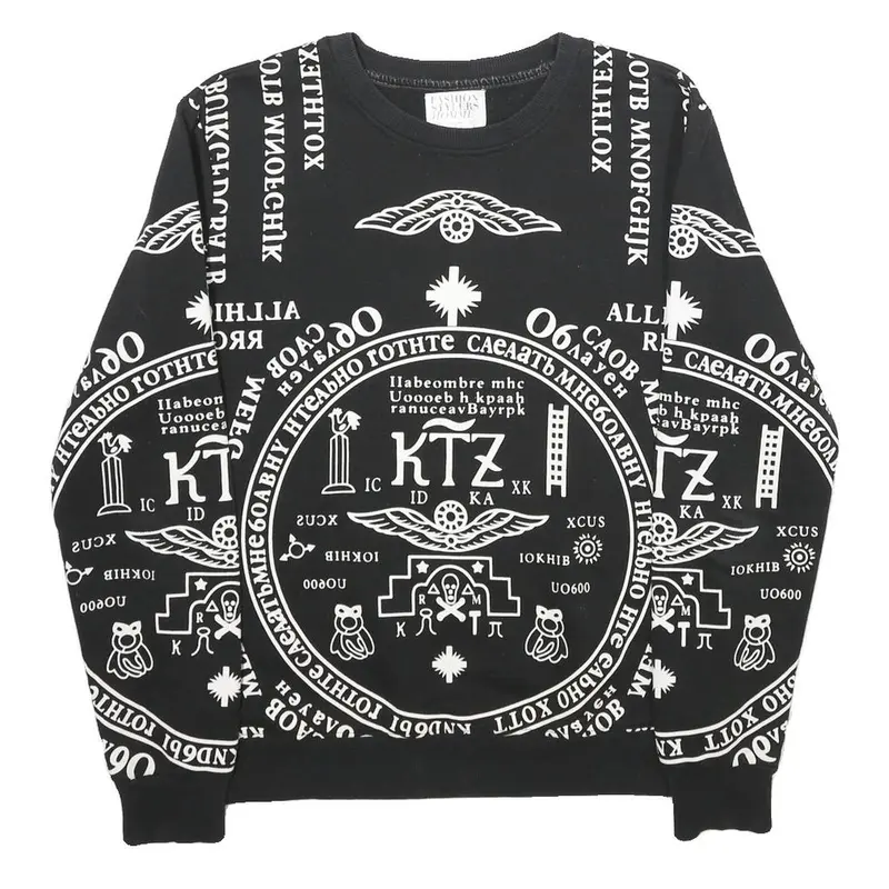 Fashion Stylers Homme Mens Black Sweatshirt S Graphic Print Cotton Pullover 1