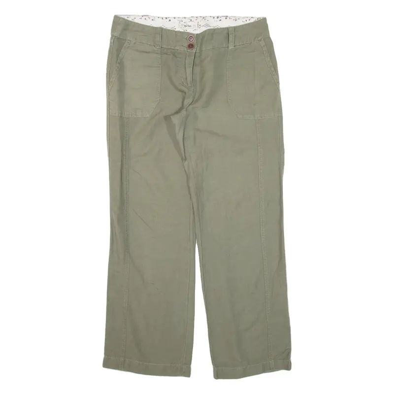 Fat Face Womens Trousers Green Loose Straight Linen W34 L29 1