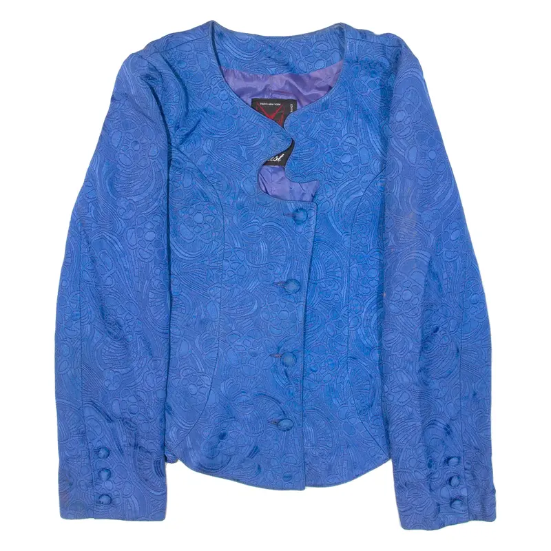 Faust Womens Blazer Jacket Blue Knit S 1