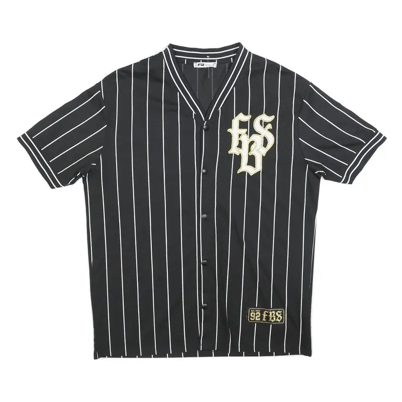 Fb Sister Mens Black & White Striped Baseball Style S Short Sleeve V Neck 1