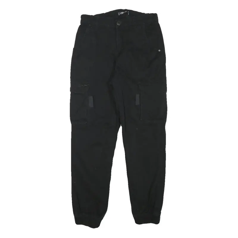 Fb Sister Womens Black Relaxed Cargo Trousers W28 L27 Cotton Blend Zip 1