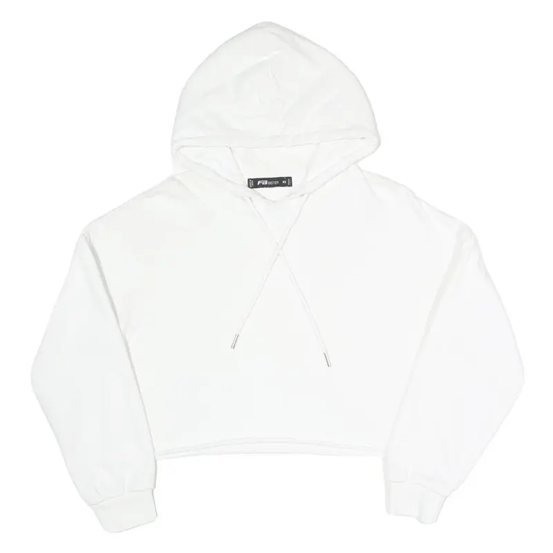 Fbsister Womens White Pullover Hoodie Xs Cropped Cotton Blend Sweatshirt 1