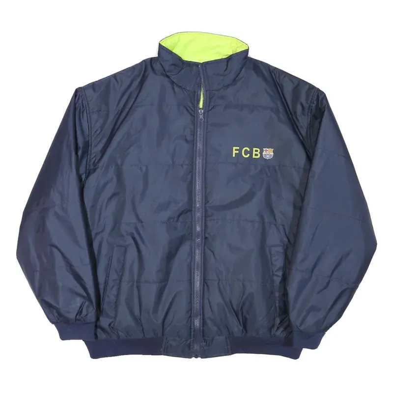 Fc Barcelona Mens Navy Blue Sports Zip Jacket L Polyester Blend Plain 1