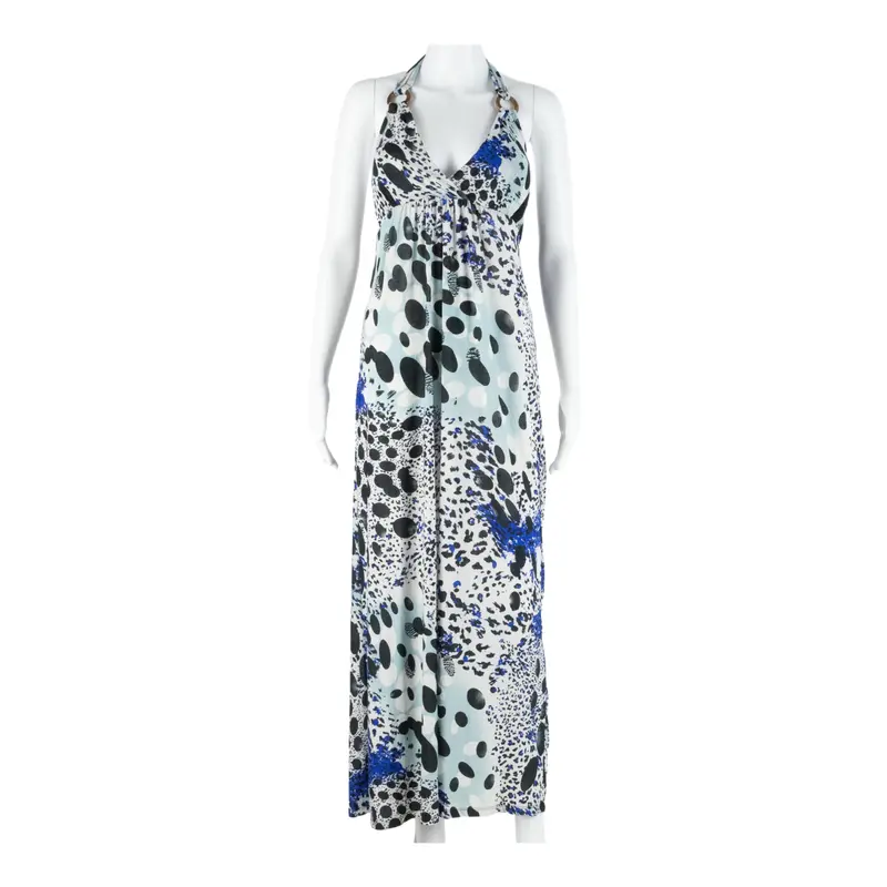 Fcny Womens Day Dress Blue Crazy Pattern Sleeveless Midi S 1