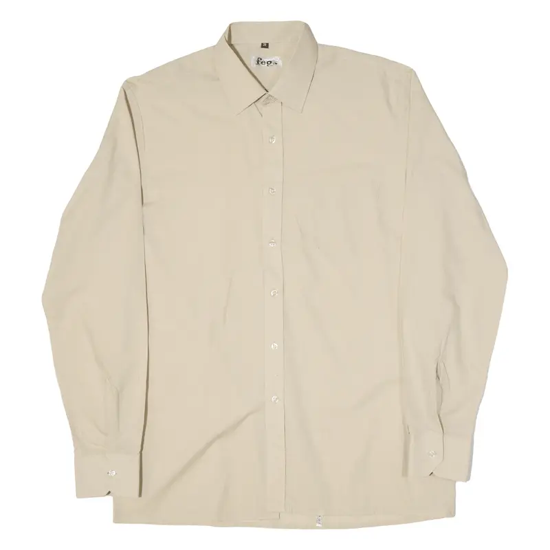Feg Mens Plain Shirt Beige Long Sleeve M 1