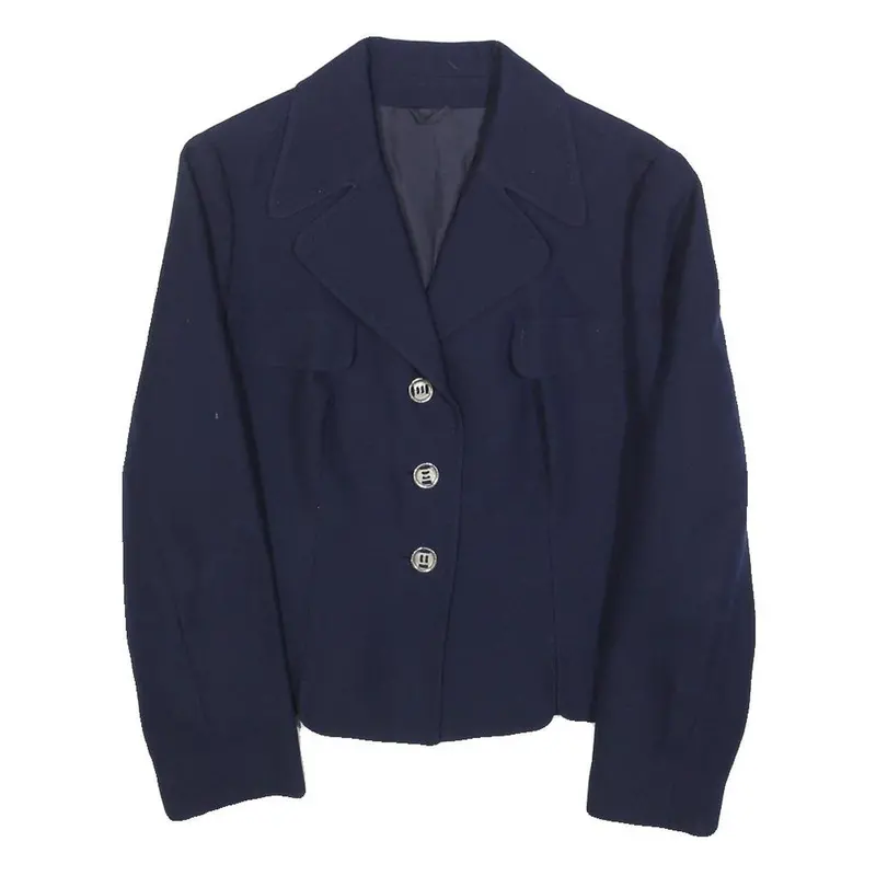 Feldpausch Womens Navy Blue Tailored Jacket S Button Closure Plain Classic 1