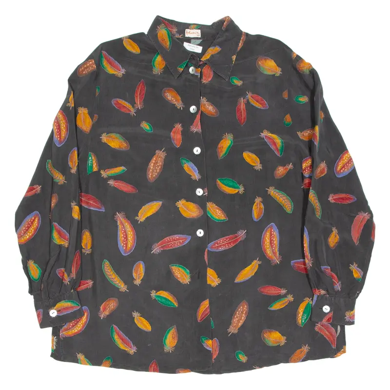 Felicia Womens Shirt Black Crazy Pattern Long Sleeve 2Xl 1