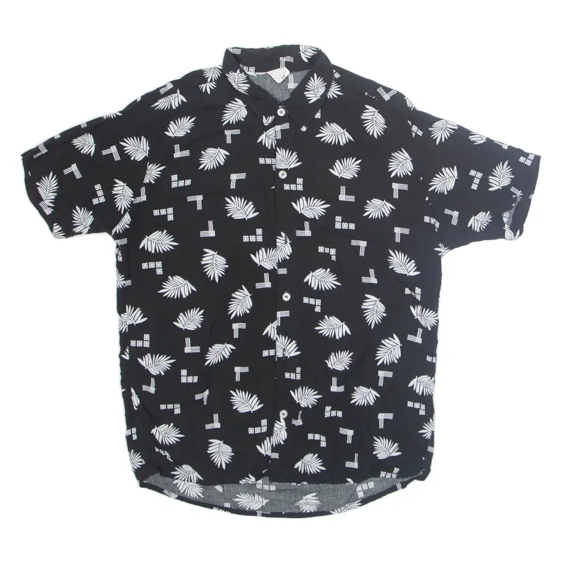 Fernando Confeccoes Mens Hawaiian Shirt Black Floral M 1