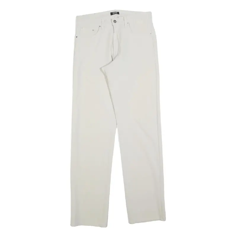 Ferre Jeans Womens Regular White Polyester Blend Zip Trousers W32 L34 1