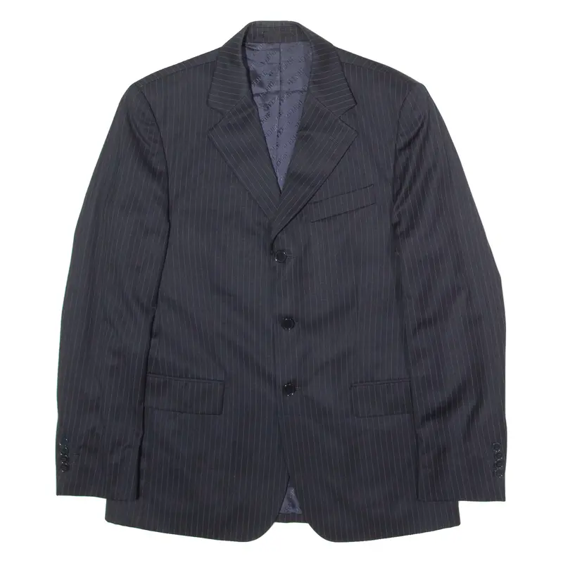 Ferre Mens Blazer Jacket Blue Wool Pinstripe L 1