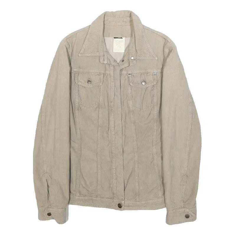 Ferre Womens Beige Cotton Corduroy Button Jacket M Classic Fit Casual 1