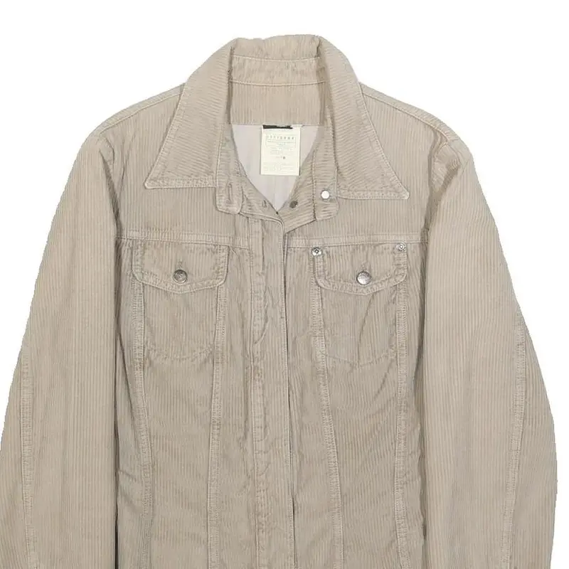 Ferre Womens Beige Cotton Corduroy Button Jacket M Classic Fit Casual 2