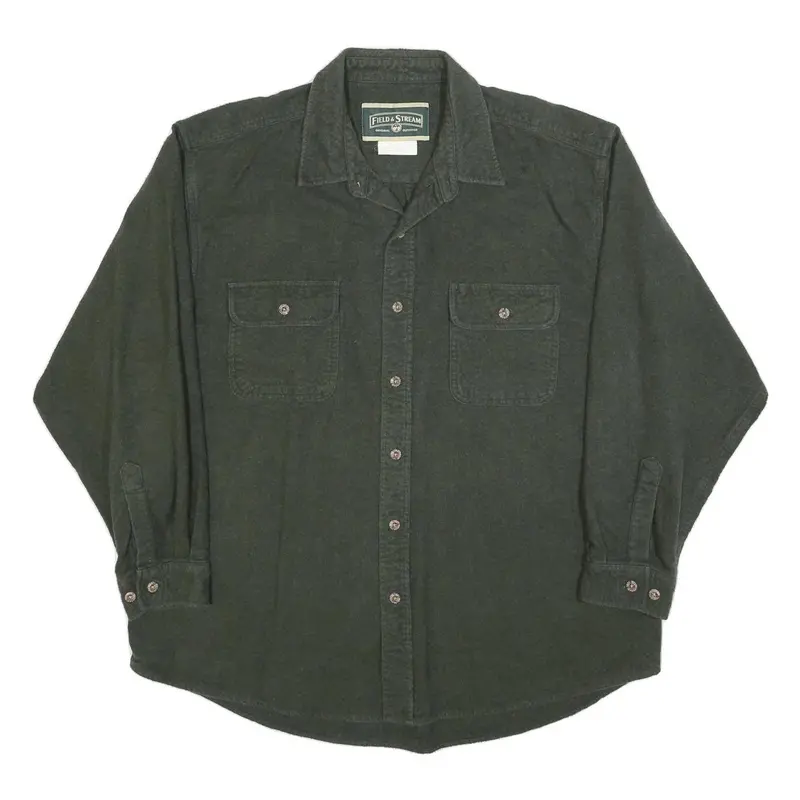 Field & Stream Mens Green Cotton Shirt 2Xl Button Pockets Casual Outdoor Wear 1