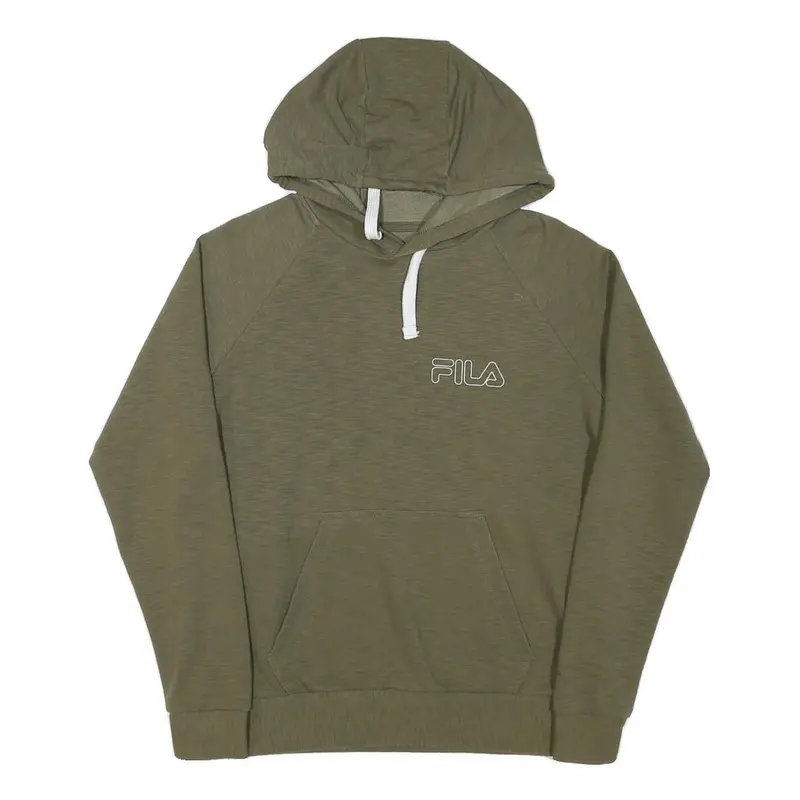 Fila Boys Green M Hoodie Cotton Blend Pullover Hooded Jumper Drawstring 1