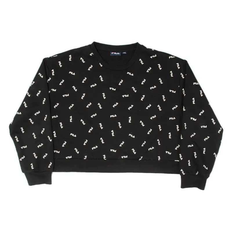 Fila Cropped All Over Logo Womens Sweatshirt Black 2Xl 1