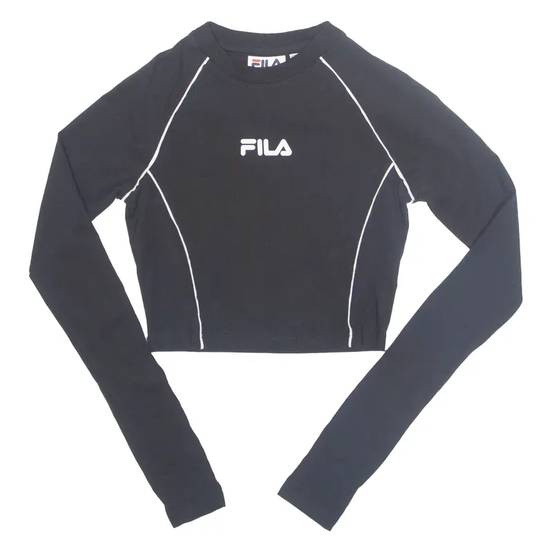 Fila Cropped Womens T-Shirt Black Long Sleeve Xxs 1