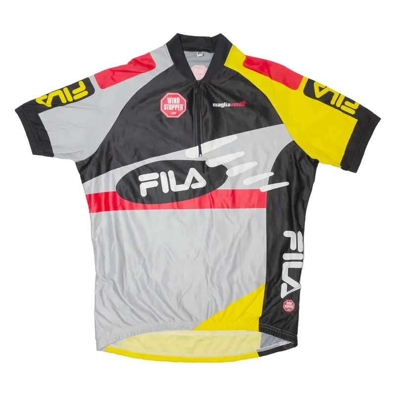 Fila Cycling Shirt Mens Jersey Grey 1/2 Zip Xl 1