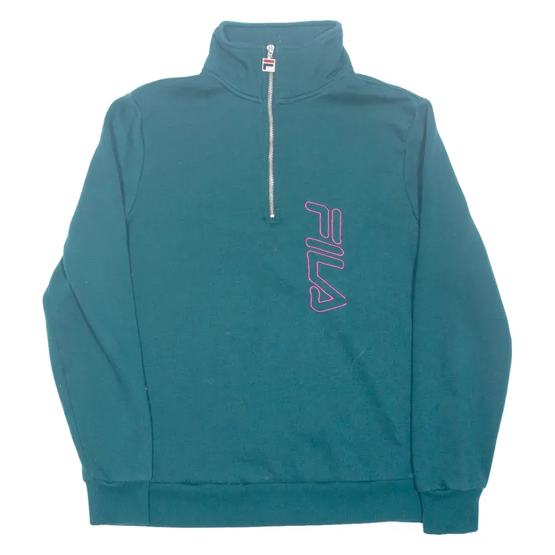 Fila Limited Edition Womens Sweatshirt Green 1/4 Zip M 1