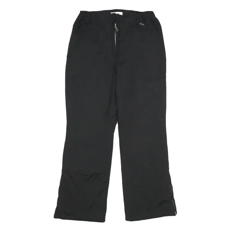 Fila Lined Womens Black Cotton Blend Regular Fit Straight Leg Trousers W30 L32 1