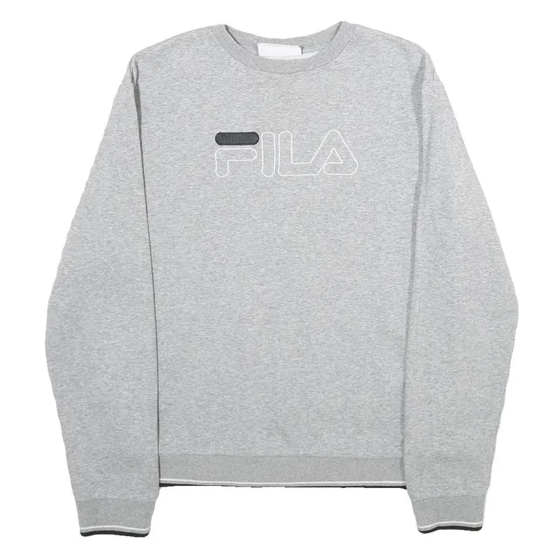 Fila Mens Grey Crew Neck M Cotton Blend Casual Sweatshirt Pullover 1