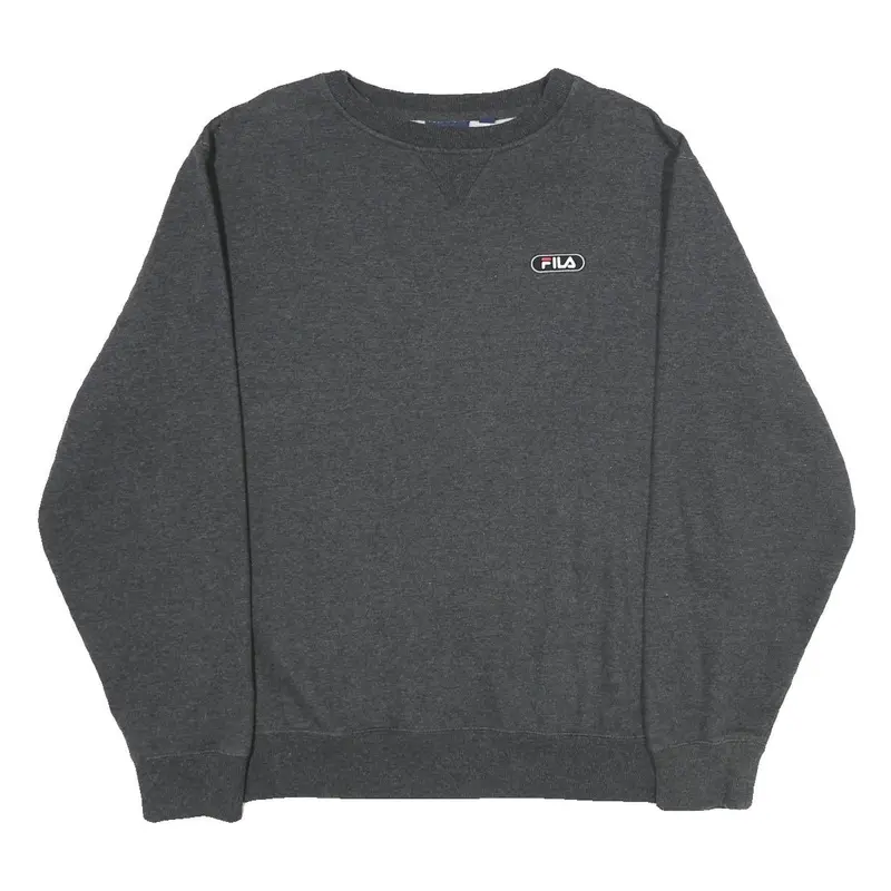 Fila Mens Grey Crew Neck Xl Cotton Blend Logo Sweatshirt Pullover Classic Style 1