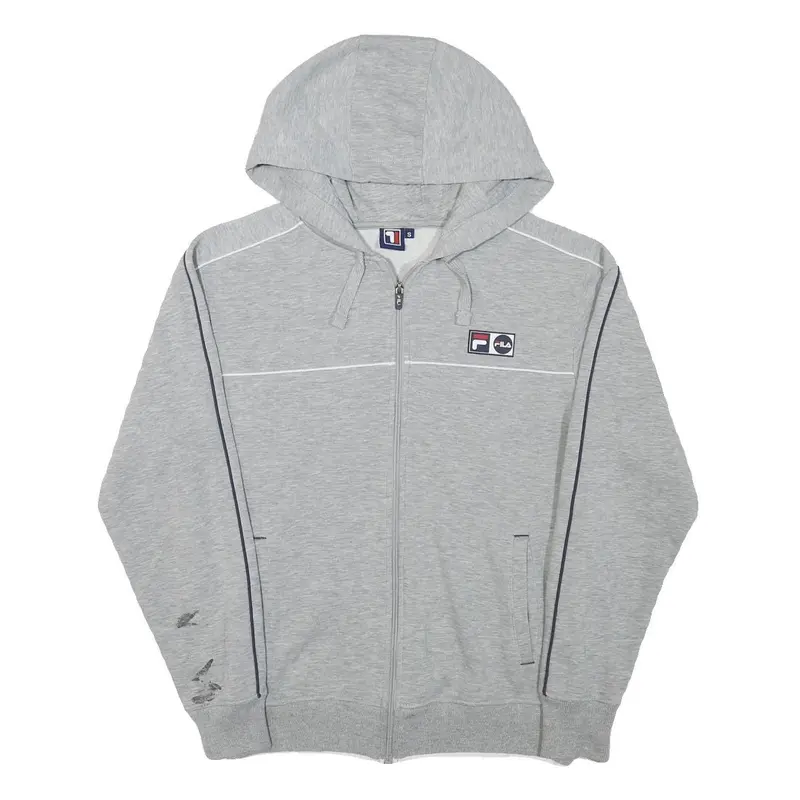 Fila Mens Grey Zip Up Hoodie S Cotton Blend Casual Sportswear Sweatshirt 1