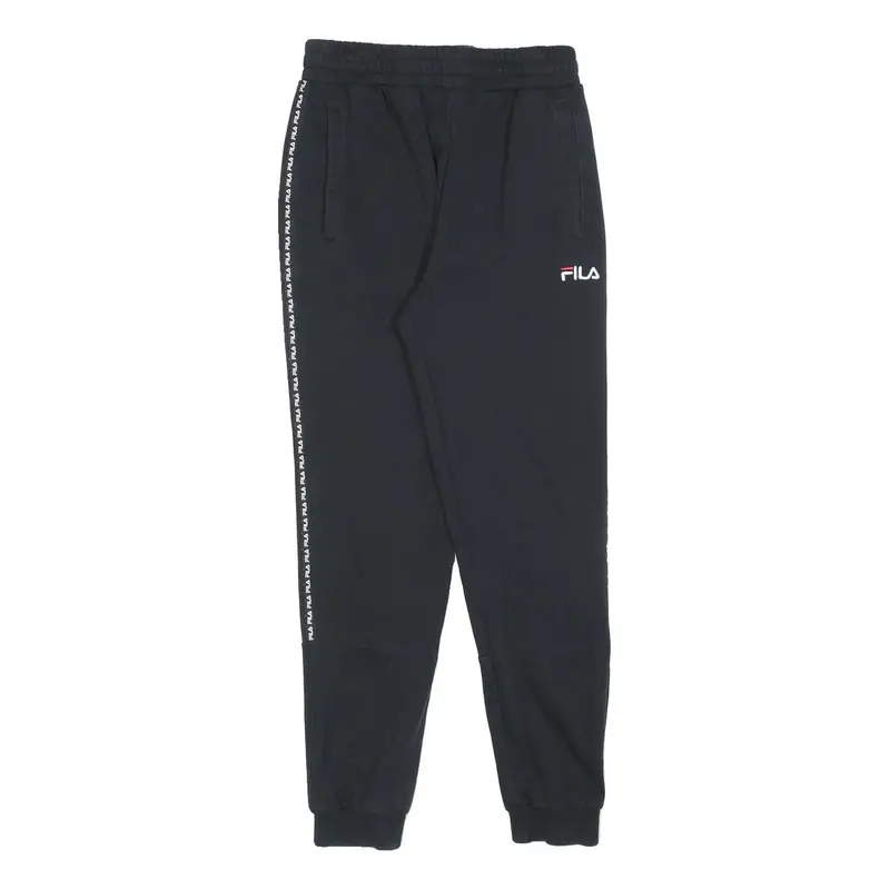 Fila Mens Joggers Black & White Slim Tapered S W26 L27 Logo Tape Detail 1