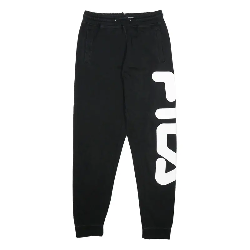 Fila Mens Joggers Black Xs W26 L30 Cotton Blend Regular Tapered Fit Logo Print 1