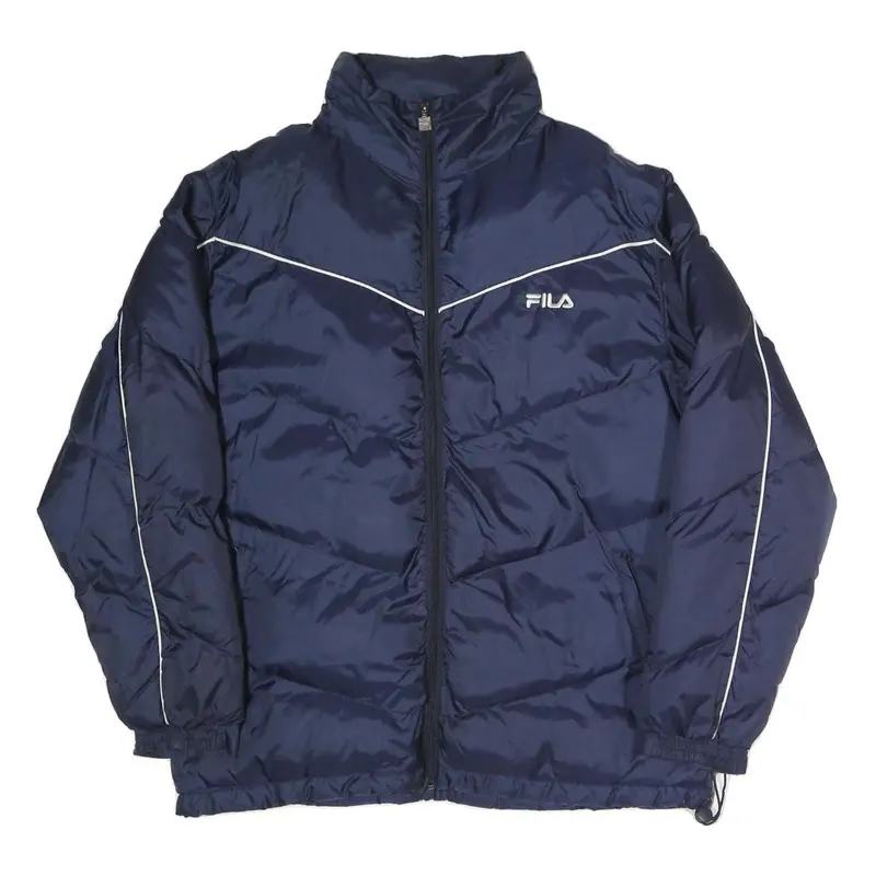 Fila Mens Navy Blue Zip Jacket L Polyester Blend Plain Sportswear Casual 1