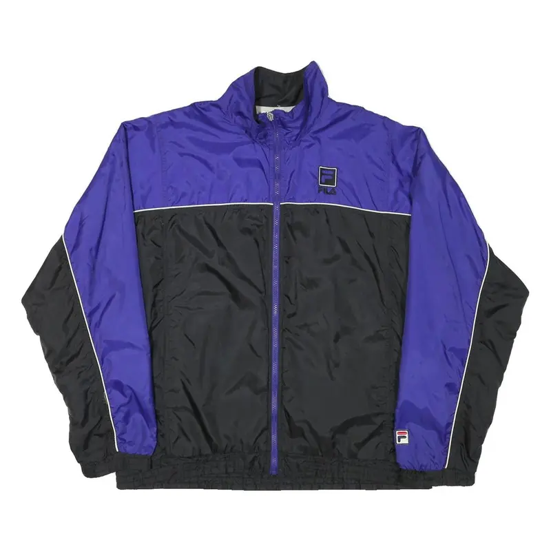 Fila Mens Purple & Black Polyester Blend Track Jacket Xl Zip Plain Sportswear 1