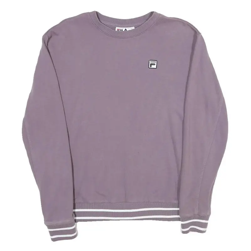 Fila Mens Purple Sweatshirt Crew Neck L Cotton Blend Pullover Classic Sportswear 1